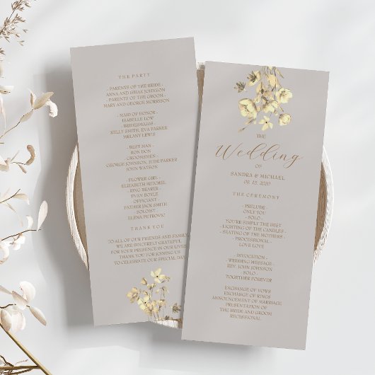 ボーホー秋の花の結婚式のプログラム プログラム