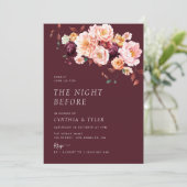 ボーホー秋の花柄バーガンディーの前夜祭 招待状 (スタンド正面)