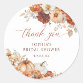ボーホー秋の花柄パンプキン ブライダルシャワー ラウンドシール (正面)
