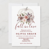 ボーホー秋の花柄パンプキン ブライダルシャワー 招待状 (正面)