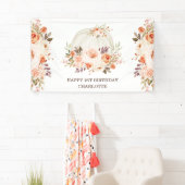 ボーホー秋の花飾りパンプキン ハッピー バースデー パーティ 横断幕 (インサイチュ)