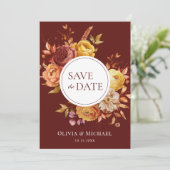 ボーホー秋の花 フローラル ラスティック フラワー フォリアージ ウェディング 招待状 (スタンド正面)