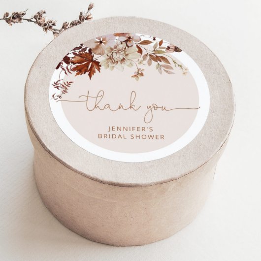 ボーホー秋の葉のブライダルシャワー ラウンドシール