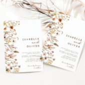 ボーホー秋の野生の花と植物のウェディング 招待状