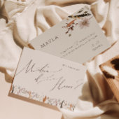 ボーホー秋の野花ベージュマトロン名誉カード 招待状