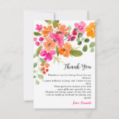 ボーホー秋オレンジ花水彩ウェディングシャワー サンキューカード (正面)