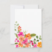 ボーホー秋オレンジ花水彩ウェディングシャワー サンキューカード (裏面)