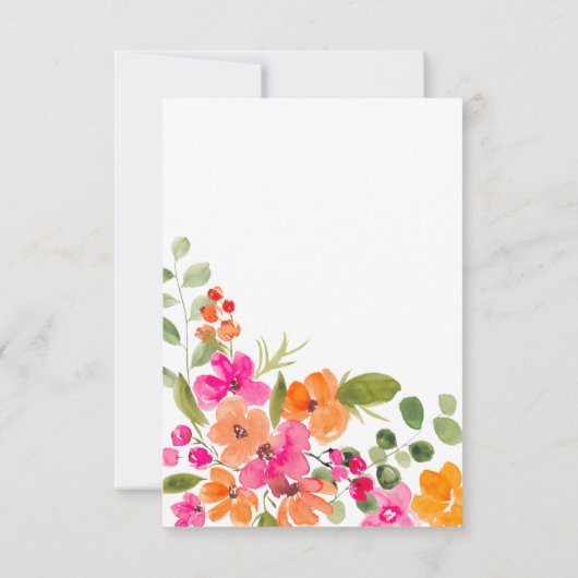 ボーホー秋オレンジ花水彩ウェディングシャワー サンキューカード (裏面)