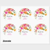 ボーホー秋オレンジ花水彩ウェディングシャワー ラウンドシール (シート)