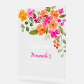 ボーホー秋オレンジ花水彩ウェルカム アクリルサイン (傾斜)