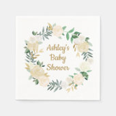 ボーホー秋パーティー ナプキン ゴールド&ホワイト ベビーシャワー スタンダードカクテルナプキン (正面)