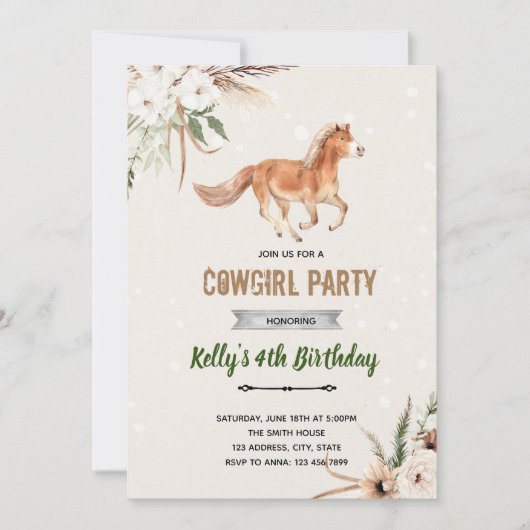 ボーホー精神をテーマにしたパーティー 招待状 (正面)