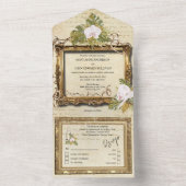 ボーホー素朴なフローラ蘭ヴィンテージ枠 オールインワン招待状 (内側)