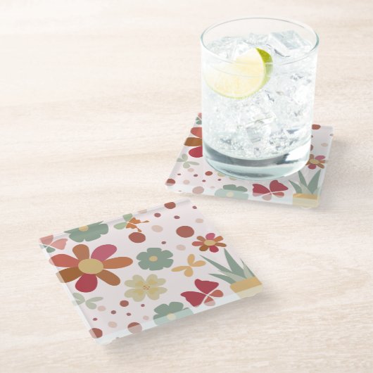 ボーホー素朴スタイルコースター ガラスコースター (アングル)