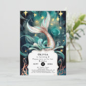 ボーホー編集可能なマーメイドの誕生日 招待状 (スタンド正面)