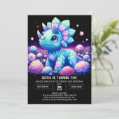 ボーホー編集可能な恐竜のデジタル誕生日 招待状 (スタンド正面)