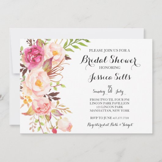 ボーホー羽毛のウェディングシャワー招待状 招待状 (正面)