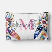 ボーホー羽毛の縁取りがカスタマイズ可能 アクセサリーポーチ (正面)