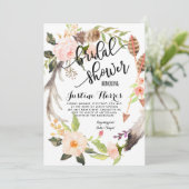 ボーホー羽毛 ブライダルシャワー招待状 招待状 (スタンド正面)