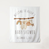 ボーホー衣類ライン ベビーシャワー ウェルカムサイン タペストリー (正面)