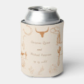 ボーホー西部カウボーイイラスト結婚式 缶クーラー (缶正面)
