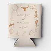 ボーホー西部カウボーイイラスト結婚式 缶クーラー (正面)