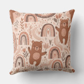 ボーホー調のぬいぐるみテディベアと虹 - アースカラー (5) クッション (裏面)