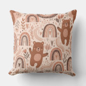 ボーホー調の保育園のテディベアと虹 - アース系 (5) クッション (正面)