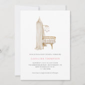 ボーホー調の新生児 女の子 ベビーシャワー 招待状 (正面)