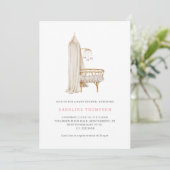 ボーホー調の新生児 女の子 ベビーシャワー 招待状 (スタンド正面)