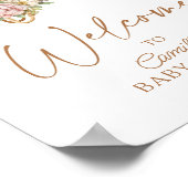 ボーホー調の産婦人科 花柄のゆりかご バシネット 赤ちゃん歓迎シャワー ポスター (角)