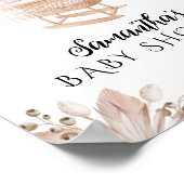 ボーホー調の産室 パンパスグラス 女の子 ベビーシャワー ウェルカム ポスター (角)