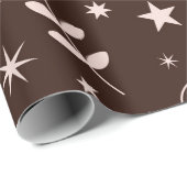 ボーホー離れムーンと星ブラウン ラッピングペーパー (ロールコーナー)