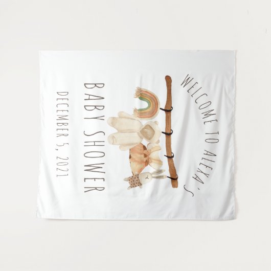 ボーホー風の洗濯物干し ベビーシャワー歓迎の垂れ幕 タペストリー (正面(横))