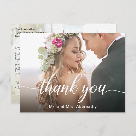 ボーホー風の結婚式写真のお礼 ポストカード (正面/裏面)