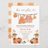 ボーホー風 おとこの子 おんなの子 かぼちゃ 性別発表 秋 オータム 招待状 (正面/裏面)