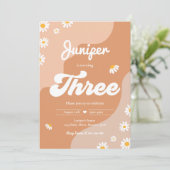 ボーホー3歳誕生日 ダイシー フラワリー グルービー 70'sパーティー 招待状 (スタンド正面)