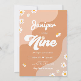 ボーホー9歳誕生日 ダイシー フラワリー グルービー 70'sパーティー 招待状