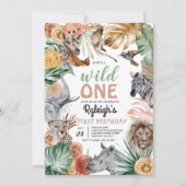 ボーホー・アニマルサファリ・ワイルド・ワン・バースデー 招待状 (正面)