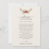 ボーホー アントラーズ ウェディング ウェルカムレター 行程カード 招待状 (正面)