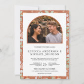 ボーホー アーチ アースィー フラワー オールインワン ウェディング 招待状 (正面)