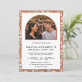 ボーホー アーチ アースィー フラワー オールインワン ウェディング 招待状 (スタンド正面)