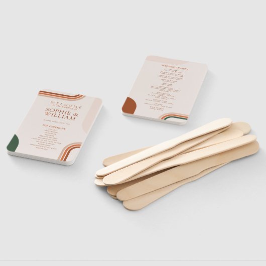 ボーホー アーチ ウェディング プログラム ファン, 挙式 プログラム ハンドファン (組立なし)