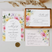 ボーホー アーチ カラフル フローラル スプリング エレガント ウェディング 招待状