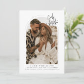 ボーホー アーチ セーブ・ザ・デート カード (スタンド正面)