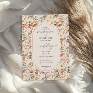 ボーホー アーチ テラコッタ アイボリー ラスト フォール ワイルドフラワーズ 招待状