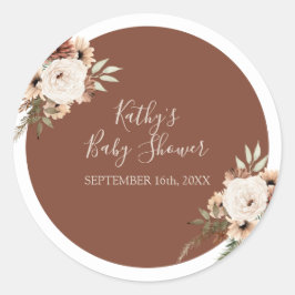 ボーホー アーチ テラコッタ フラワール サンクス スティッカー ラウンドシール