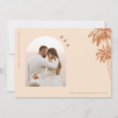 ボーホー アーチ パーム ツリー ビーチ フォト テラコッタ ウェディング セーブザデート (裏面)