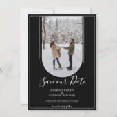 ボーホー アーチ フォト セーブ・ザ・デート | ブラック (正面)