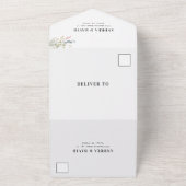 ボーホー アーチ フォト ワイルドフラワーズ & QR コード ウェディング オールインワン招待状 (外側)